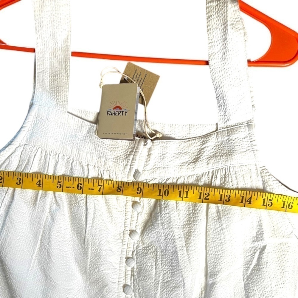 ▶️ Faherty ◀️ Marina Seeksucker Tiered Maxi Dress Organic Cotton Size Medium - Picture 4 of 15